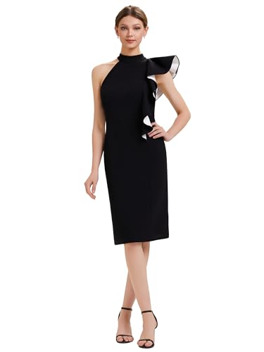 Robe d'invité de mariage en tricot souple avec encolure ronde EG02681