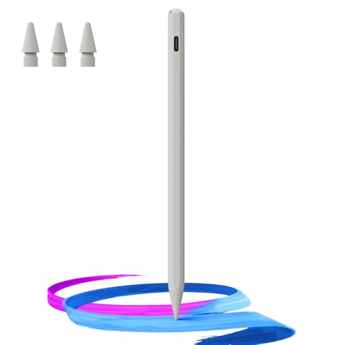 Hastraith Stylus Pen for iPad(2018-2025)-13 Mins Fast Charge with Tilt Sensitivity & Palm Rejection for iPad 11/10/9/8/7/6th Gen, Air 7/6/5/4/3/M3/M2, Pro 13"/12.9"/11"/M4, Mini 7/6/5th,Grey