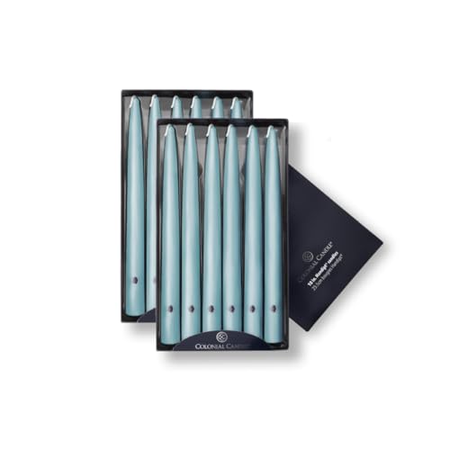 Image of Colonial Candle Unscented Taper Candle, Handipt Collection, Coastal Blue, 10 in, Pack of 12 - Up to 8 Hours Burn