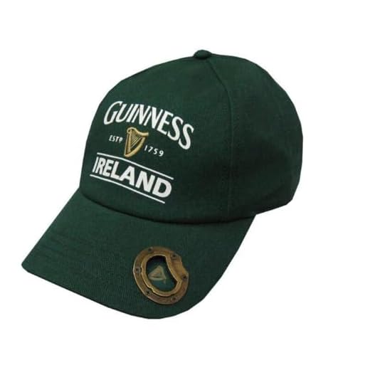 Guinness Gorra de béisbol verde botella con abrebotellas y texto de Irlanda Est. 1759