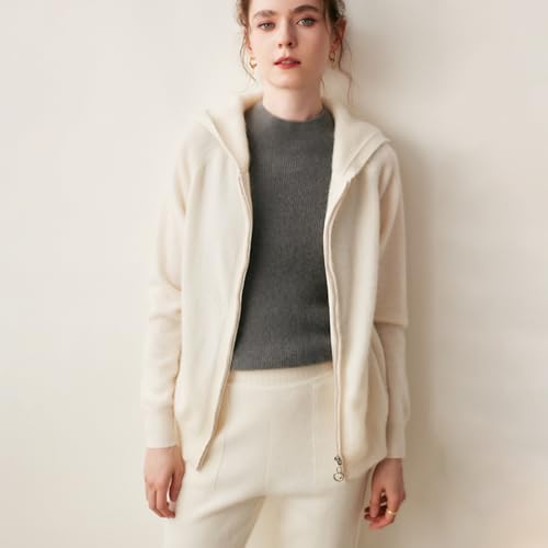 Women's Cashmere Lightweight Long Sleeves Zip-Up Hoodie Sweater4