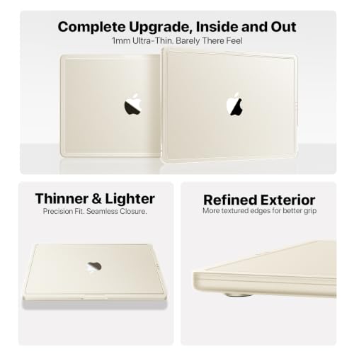 Image of Soonjet for MacBook Air 15 inch Case M5 M4 M3 M2 2026-2023 Mac Laptop Cover | Anti Crack, Matte Starlight Clear, Color Match, Fingerprint & Scratch Resistant, Protective Hard Shell, Ultra Thin & Light