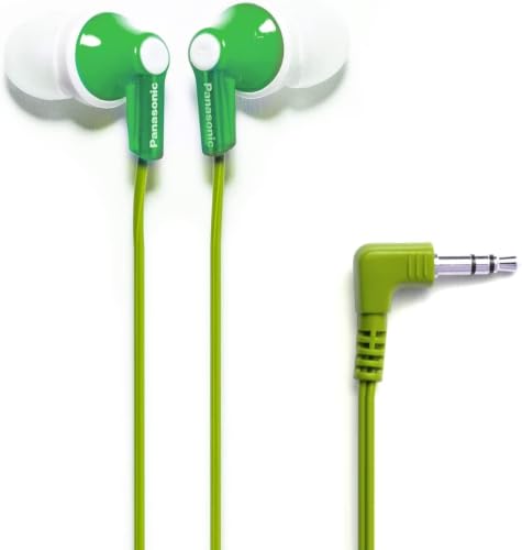 Image of Panasonic ErgoFit in-Ear Earbud Headphones RP-HJE120-G (Green) Dynamic Crystal Clear Sound, Ergonomic Comfort-Fit (Pack of 10)