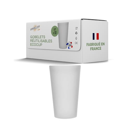 SPARKLERS CLUB Lot de Gobelets Réutilisables Givré ECOCUP 30cl -150 Lavages au Lave Vaisselle - Verre Bière Réutilisable en Polypropylène - Gobelet Eco Cup pour tout évènement (10, 30cl)