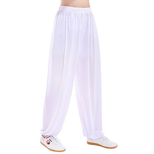 MESHIKAIER Grande Taille Super Doux Sarouel Pantalon Femme en Modal pour Yoga, Harem, Sport, Jogging, Danse - Élastique et Extensible (XL, Blanc)
