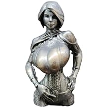 DTREEL Brass Sexy Big Breasts Beautiful Bust Female Statue,Black Metal Sexy Short Hair Woman Sculpture Figurines Miniatures Body Art Crafts Desktop Ornaments Home Car Decoration