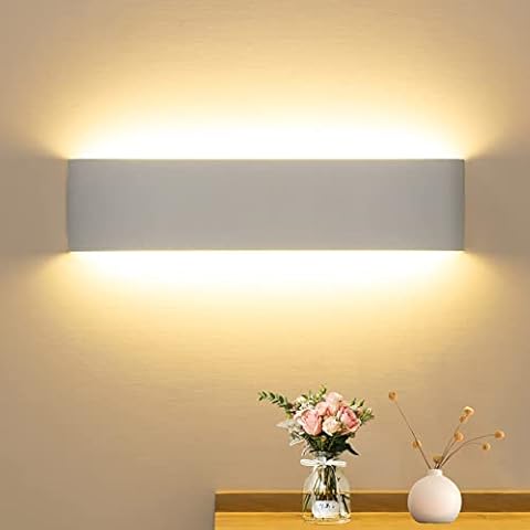 CANMEIJIA Aplique Pared Interior, 16W Lampara Pared Dormitorio 41CM 3000K Luz Calida Lampara de Pared Blanco Aluminio Simplicidad Moderna Cover
