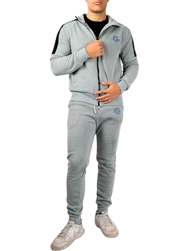 Tuta Uomo Completa Felpata Zip-Cappuccio Abbigliamento Sportivo Uomo e Completo