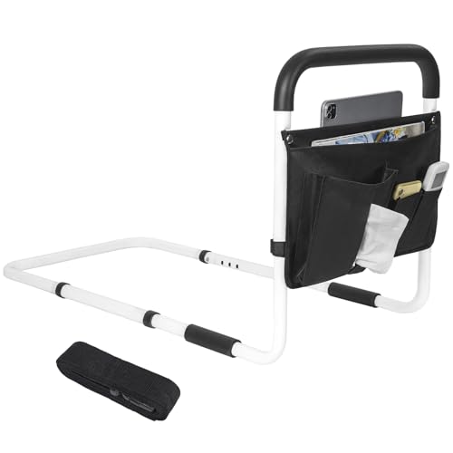 IPEB Aide au lever du lit pour personnes âgées, main courante pour lit avec sac léger, barrière anti-chute réglable en hauteur et en longueur pour toutes...