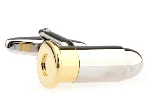 MRCUFF Bullet 2 Tone Shell Casing Army Police Pair Cufflinks in a Presentation Gift Box & Polishing Cloth