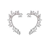 MIFYNN Leaf Ear Cuff Earrings Dainty Crystal Leaf Climbers Crawler Jacket Earrings Trendy Leaf Wrap