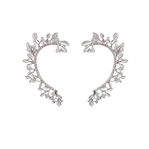 Mifynn Leaf Ear Cuff Earrings Dainty Crystal Leaf Climbers Crawler Jacket Earrings Trendy Leaf Wrap Ear Clip Earrings Gold Earrings Earrings For Women Girls (Silver), Gold,Silver #TOP16