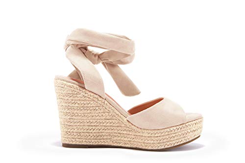 Image of Womens Platform Espadrille Wedges Open Toe High Heel Sandals with Ankle Strap Buckle Up Shoes