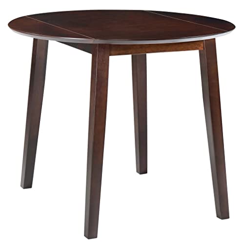 Table à manger pliable ronde 90 cm bois hévéa marron gain de place - 2