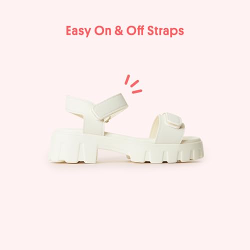 Image of FabKids Girl's Flat Sandals Comfort Adjustable Double Strap Slip on Leather Footbed Sandals for Toddler Little Kid Big Kid