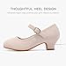 Dufannie Nude Kids Heel for Girls Dress Shoes High Heel for Girls Flat Size 5 Princess Shoes Closed Toe Formal Big Kids Pumps Church Wedding Ballroom Halloween Party Dance(3306Nude 5)