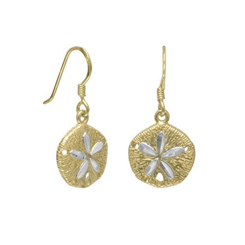 Sand Dollar Two Tone Gold-Plated Sterling Silver Earrings #TOP2