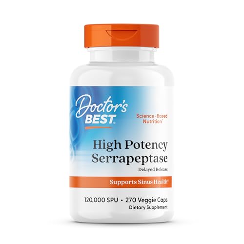 Image of Doctor's Best Serrapeptase Supplement for Men & Women - Proteolytic Enzyme for Sinus & Immune Health Support, 120,000 SPU per Veggie Capsule, High Potency Formula, Non-GMO, Vegan - 270 Veg Caps