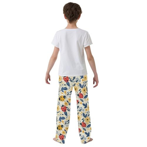 Boys' Pants Red Yellow Ladybugs Flowers Long Bottoms Jogger Pants Elastic Waist Trousers with Pockets S-XL3