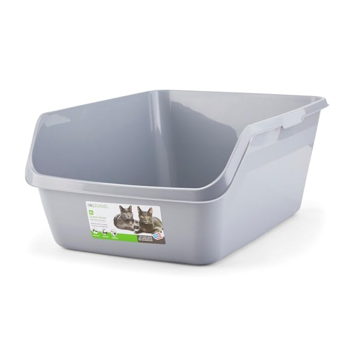 Image of So Phresh by Petco Scatter Shield High-Back Litter Box Grey X-Large 24 inch L X 18 inch W X 10 inch H