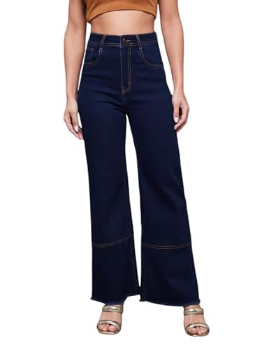 Image of Miss Chase Women's Skinny High Rise Cropped Length Fringe Detailing Stretchable Denim Jeans
