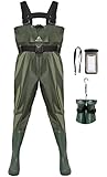 FEIFULL Chest Waders, 2-ply Nylon/PVC Waterproof Footboots for Fishing& Duck Hunting& Farm & Garden,
