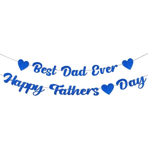 Happy Fathers Day Decorations Glitter Best Dad Ever Bunting Happy Fathers Day Birthday Bunting for Hanging Photo Backdrop Supplies from Daughter Son