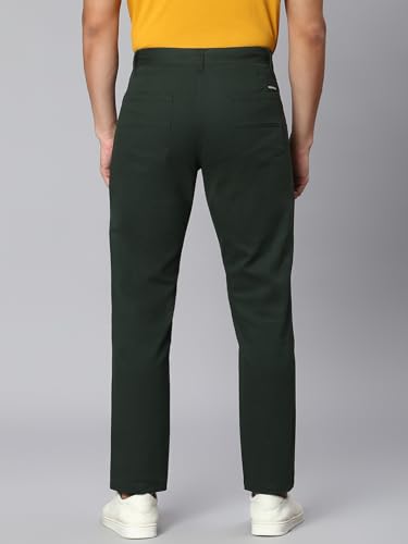 Image of Hubberholme Men's Tapered Fit Cotton Trousers, Ankle Length Button Closure Chinos