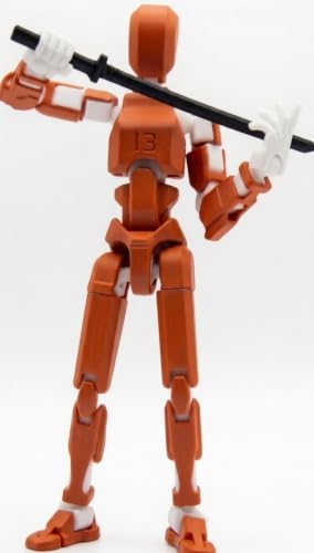 Image of (Do it Yourself) Action Figure Toys,DIY Assembly Dummy 13 Action Figures,Articulated Joints Robot,Gift Idea for Teens & Adults for 14+ (Orange Armor White, Orange Armor White)