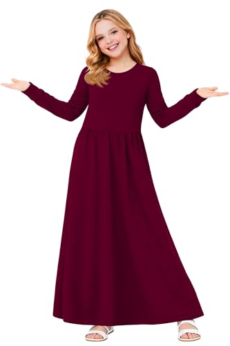 Image of Deerose Girls Maxi Dress Short Sleeve Casual Long Dresses with Pockets 5-14 Years