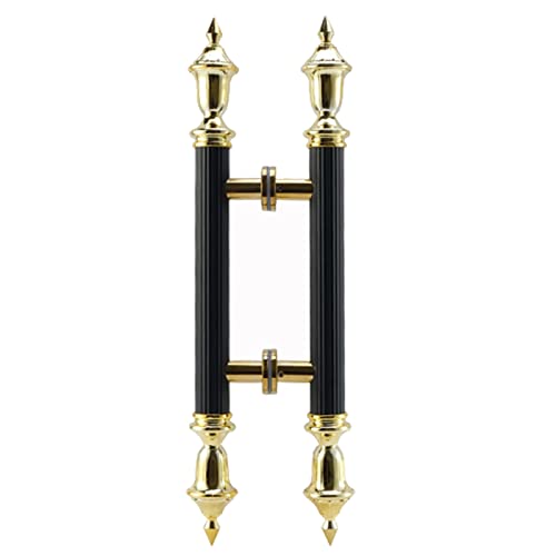 Poignée de porte 120 cm noire et dorée ronde style rétro