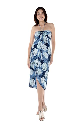 Image of Women's Hawaiian Luau Halter Dress in Signature Prints | Sleeveless halter dress, high-low hem; Hawaiian floral print; soft rayon, machine washable; luau, beach, cruise, party
