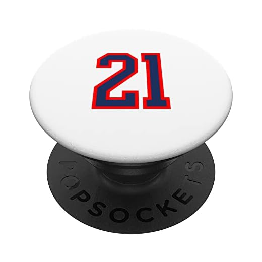Número de camiseta #21 rojo azul deportes cumpleaños número de la suerte 21 PopSockets PopGrip Intercambiable