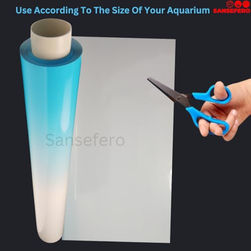 Image of Premier Plants Aquarium Fish Tank Background Blue and White Sticker Poster for Aquarium Background Gradient Poster (2 Feet Height & Length)