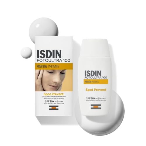 ISDIN Fotoultra 100 Fotoultra Spot Prevent SPF 50+ Protector Solar Facial Que Ayuda A Prevenir Manchas Solares Con Alta Protección UVB/UVA, Crema Solar Que Protege, Previene Y Unifica El Tono -50 ml