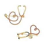 TOYANDONA 2 Stück Herzförmige Stethoskop Brosche Legierung Anstecknadeln für Krankenschwestern Ärzte Modische Medizinische Zubehör Geschenk für Medizinstudenten und Pflegepersonal