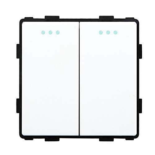 BSEED Interruptor de luz de 2 Gang 1 Vía Blanco,Interruptor de palanca de cristal sin tornillos 86mm