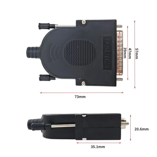 Conector DB25 macho de perfil fino con placa adaptadora terminal 7