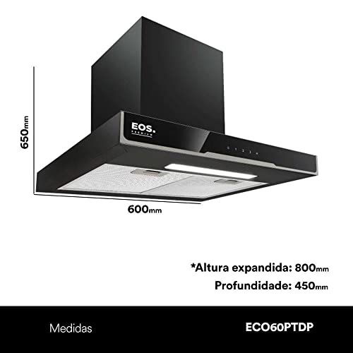 Coifa e Depurador de Parede Eos 60cm Digital Inox Preta 110v