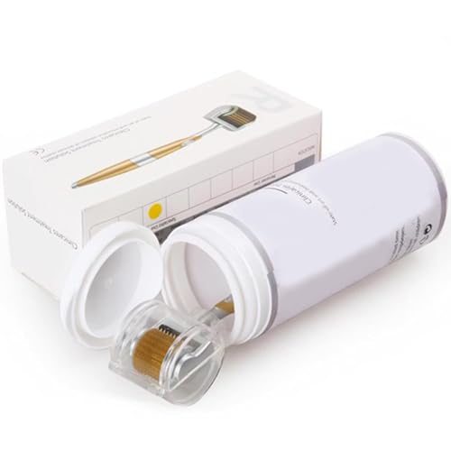 Image of Geek Lab Professional Gold Plated 192 Needles Titanium Alloy Derma Roller, Gold, 1mm for Acne Skin & Hair Loss By Stimulating Natural Healing Responses.