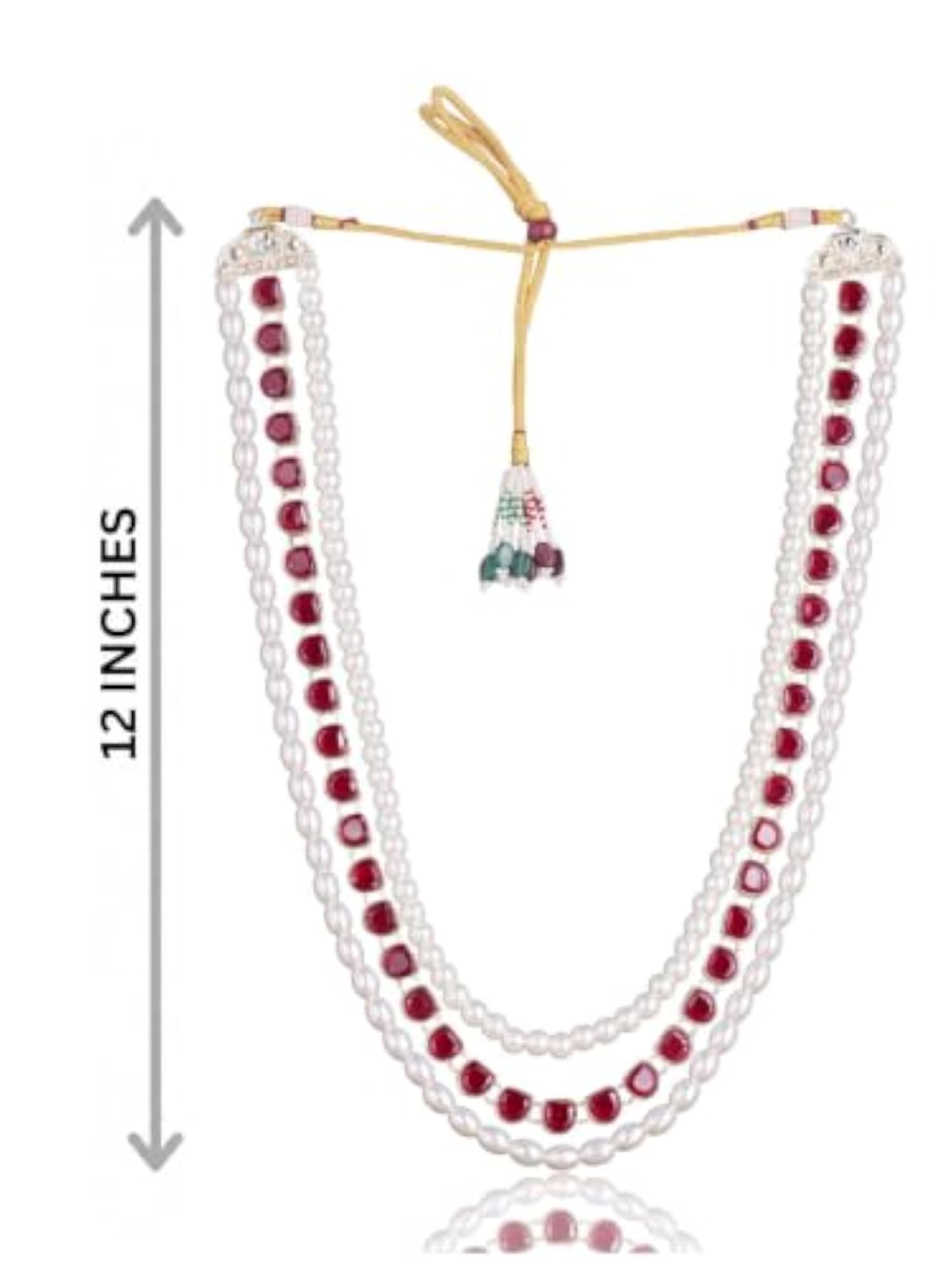 Men's 3-Layered Gold-Plated Kundan & Pearl Dulha Mala for Sherwani