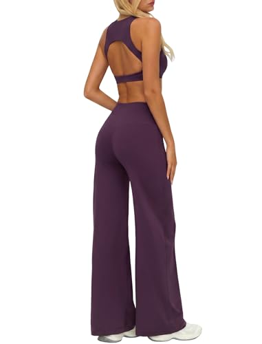 Workout Sets for Women Two Piece Matching Yoga Gym Pilates Outfit Purple S - image 4
