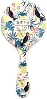 MOHRA Detangling Hair Brush, Tropical Floral Pattern, Paddle Brush with Soft Bristles-mo-4 (white)