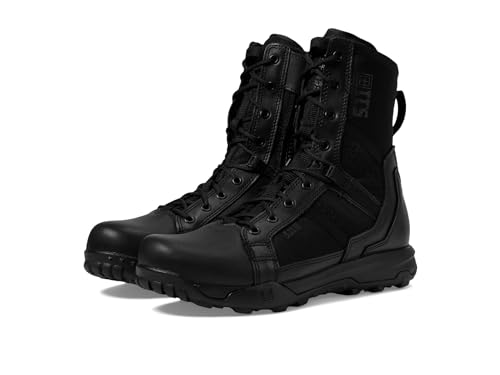 5.11 Tactical Men's A/T Boots, 8-Inch, Side Zipper, All Terrain Work Boot, Black, Style 12431ABR
