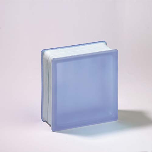 Bloque de Cristal Lux Glass Azul Liso Satinado 2 caras | cm 19x19x8 | Unidad de venta 1 caja de 6 pzas