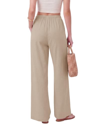 Image of ZOOSIXX Wide Leg Pants for Women - Palazzo Flowy Lounge Lightweight Summer Drawstring Trousers with Pockets Beach Vacation