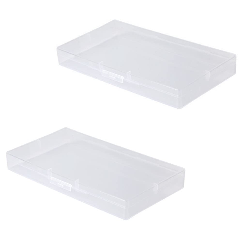 2 Pack Rectangle Storage Box with Hinged Lid 5 9x3 1x0 7inches Transparent Storage Containers for Card Accessories