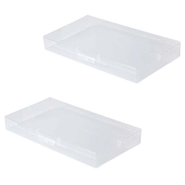 2 Pack Rectangle Storage Box with Hinged Lid 5 9x3 1x0 7inches Transparent Storage Containers for Card Accessories