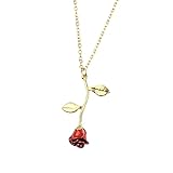 Tied By Love Red Rose Simple Rose Charm Necklace On A Gold Adjustable Chain Valentine's Day Jewellery Gifts For Girlfriend Partner Wife Birthday