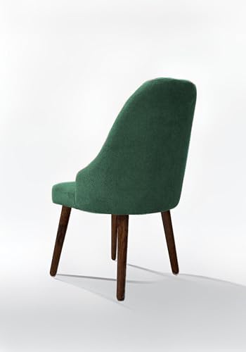 Image of DaneWood Wooden Upholstered Dining Chair | Single Accent Chair for Living /Drawing Room, Bedroom & Office | Upholstery Barrel Arm Chairs with Velvet Fabric, Sheesham Wood Legs, Green, Height 37.5 inch